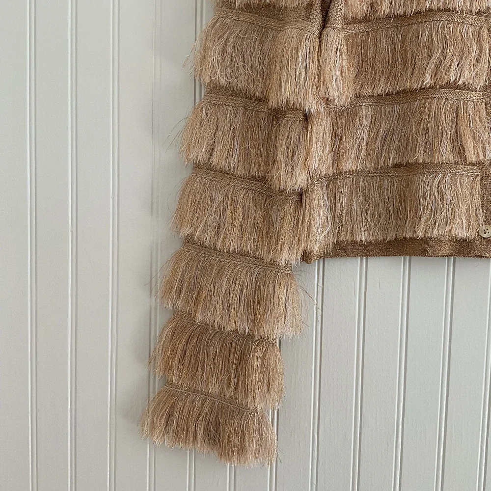 J. Crew Fringe Cardigan in Metallic Yarn NWT